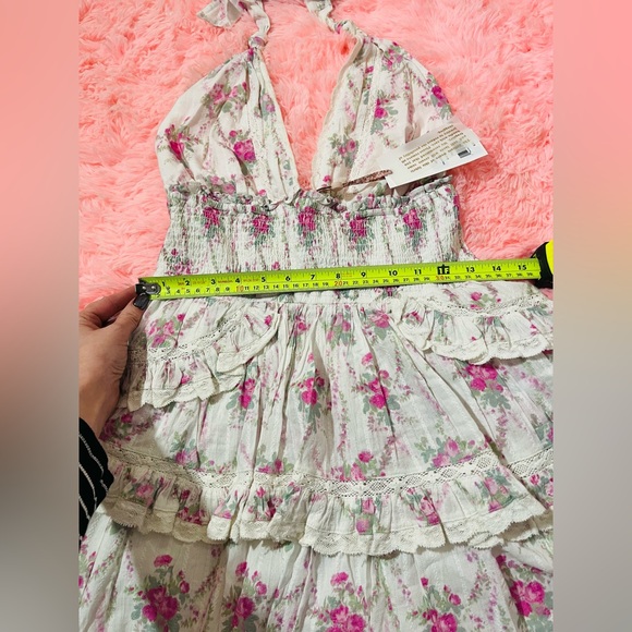 NWT LOVESHACKFANCY DEANNA HALTER DRESS ~ ROSE PICNIC LARGE - Picture 7 of 10